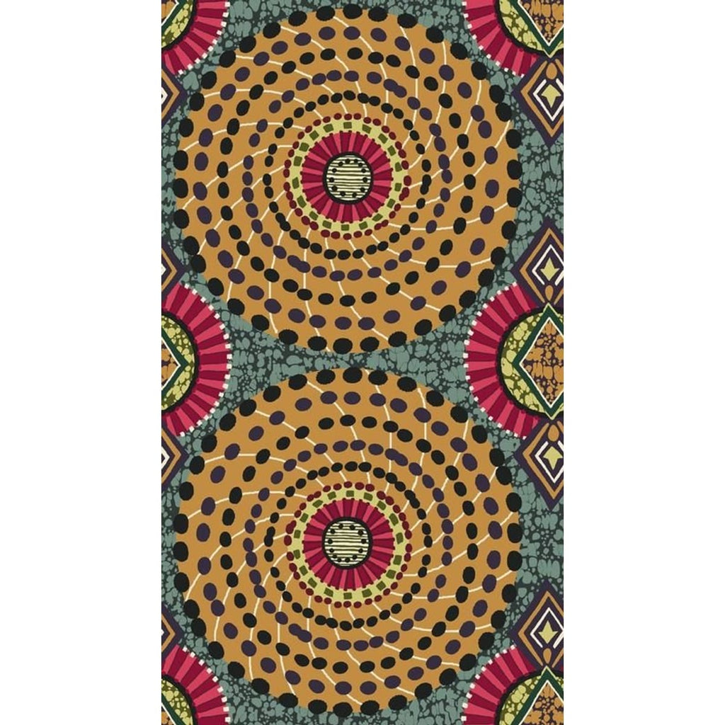 Fabric Traditions Sage Gold Global Circles Metallic (58") – 8 Yard Bolt – 100% Cotton