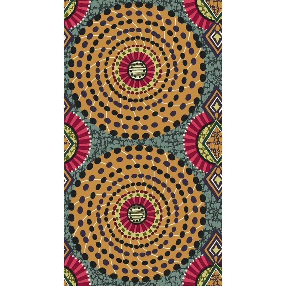 Fabric Traditions Sage Gold Global Circles Metallic (58") – 8 Yard Bolt – 100% Cotton