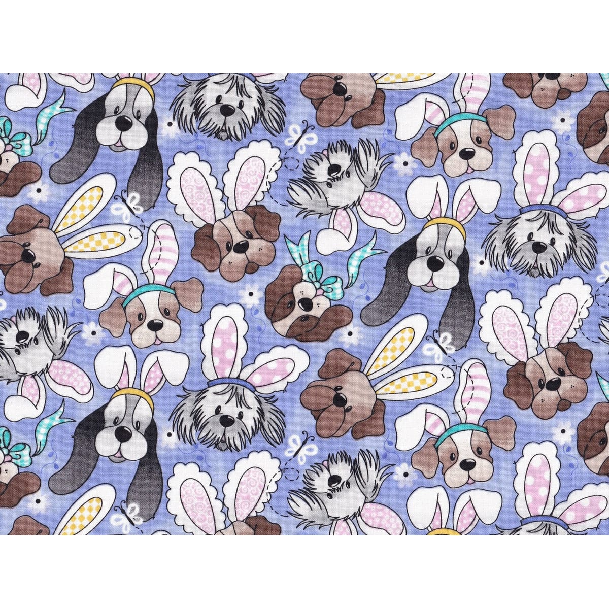 Fabric Traditions Dogs In Bunny Ears Purple – 8 Yard Bolt – 100% Cotton