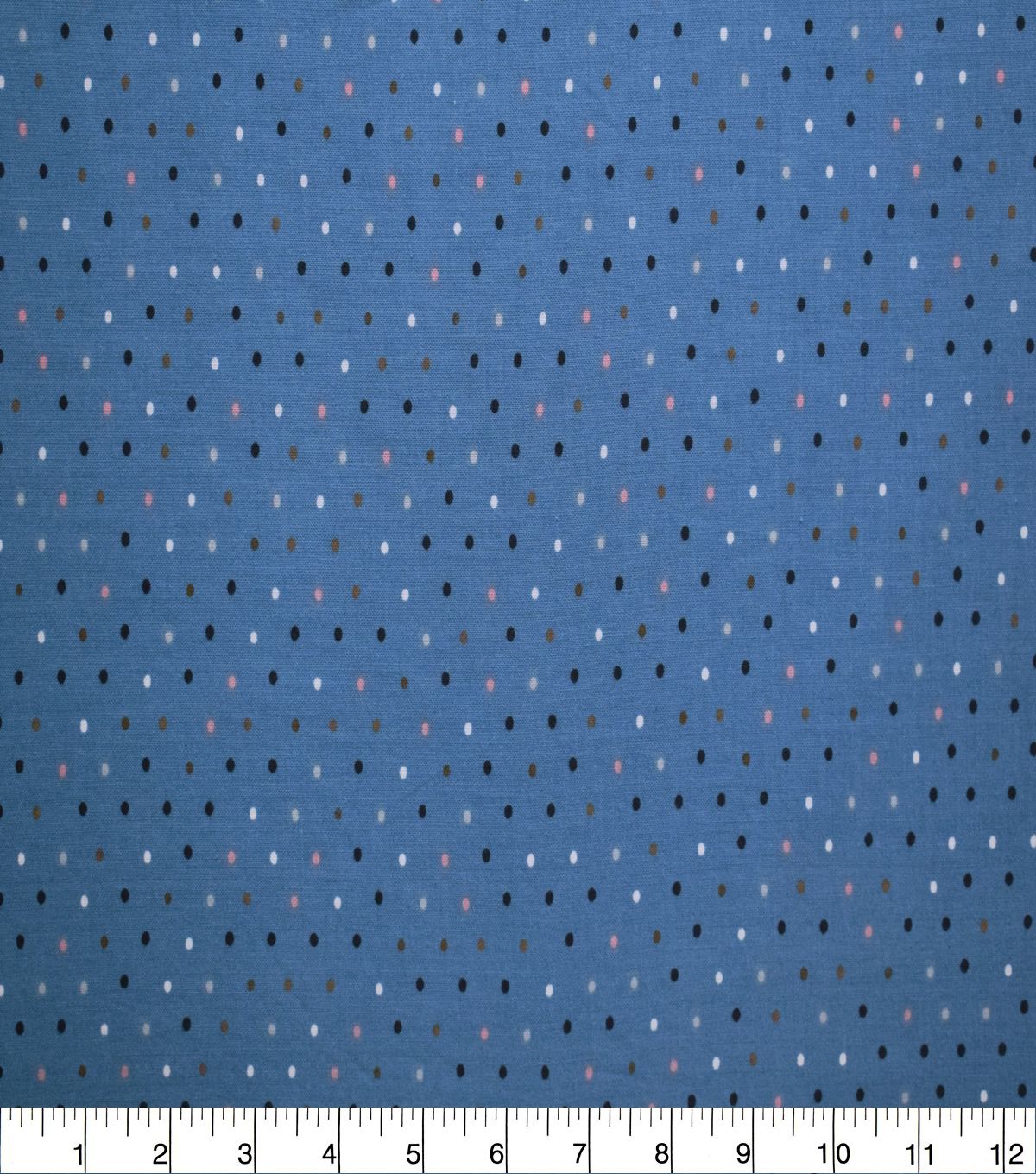 8 Yard Bolt - Multi Color Dots On Blue - Light Weight 100% Cotton - Quilters Showcase
