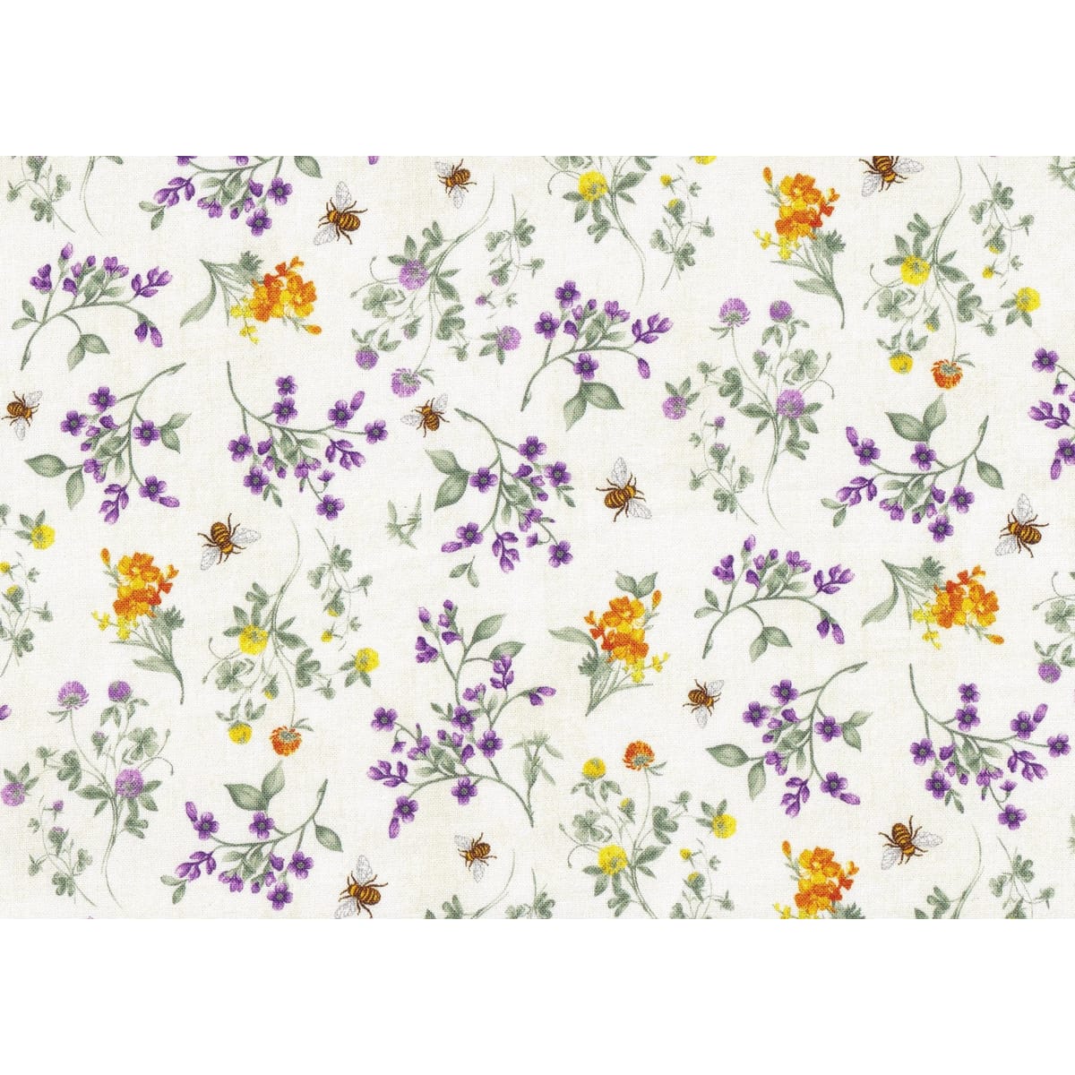 Hi Fashion Spring Bee Floral on Cream – 8 Yard Bolt – 100% Cotton