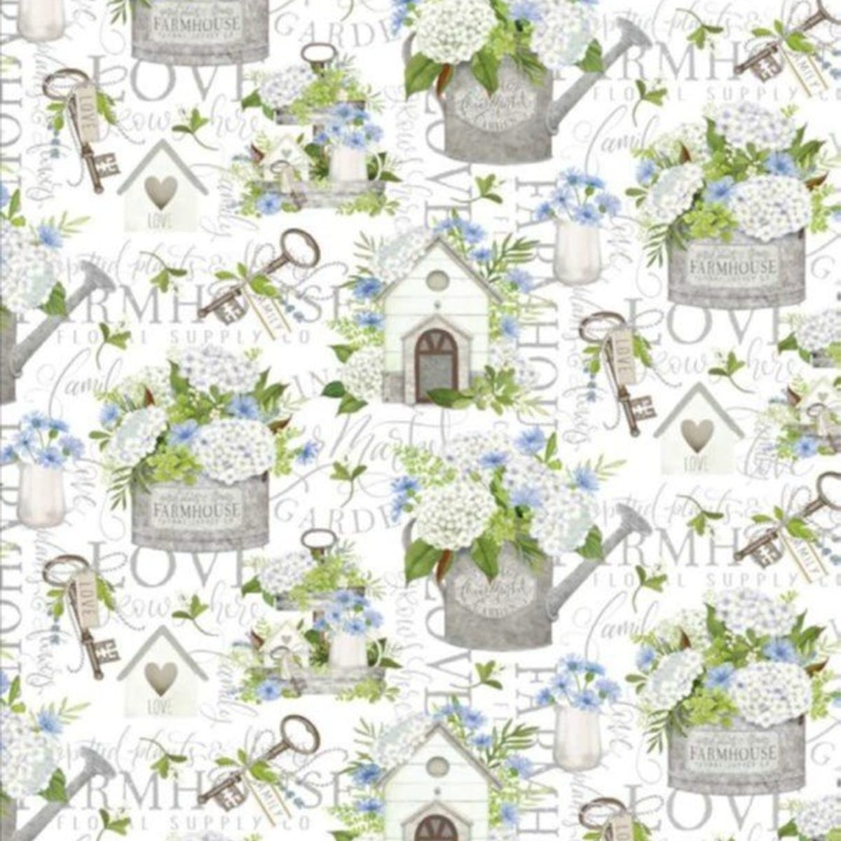 Springs Creative Novelty Love Grows Here - Farmhouse – 8 Yard Bolt – 100% Cotton