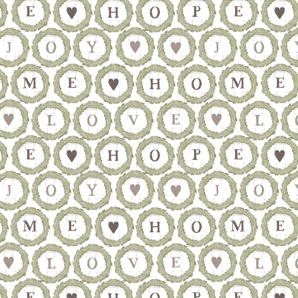 8 Yard Bolt Camelot Love Wreath on White - 100% Cotton 43/45" Wide - Wholesale