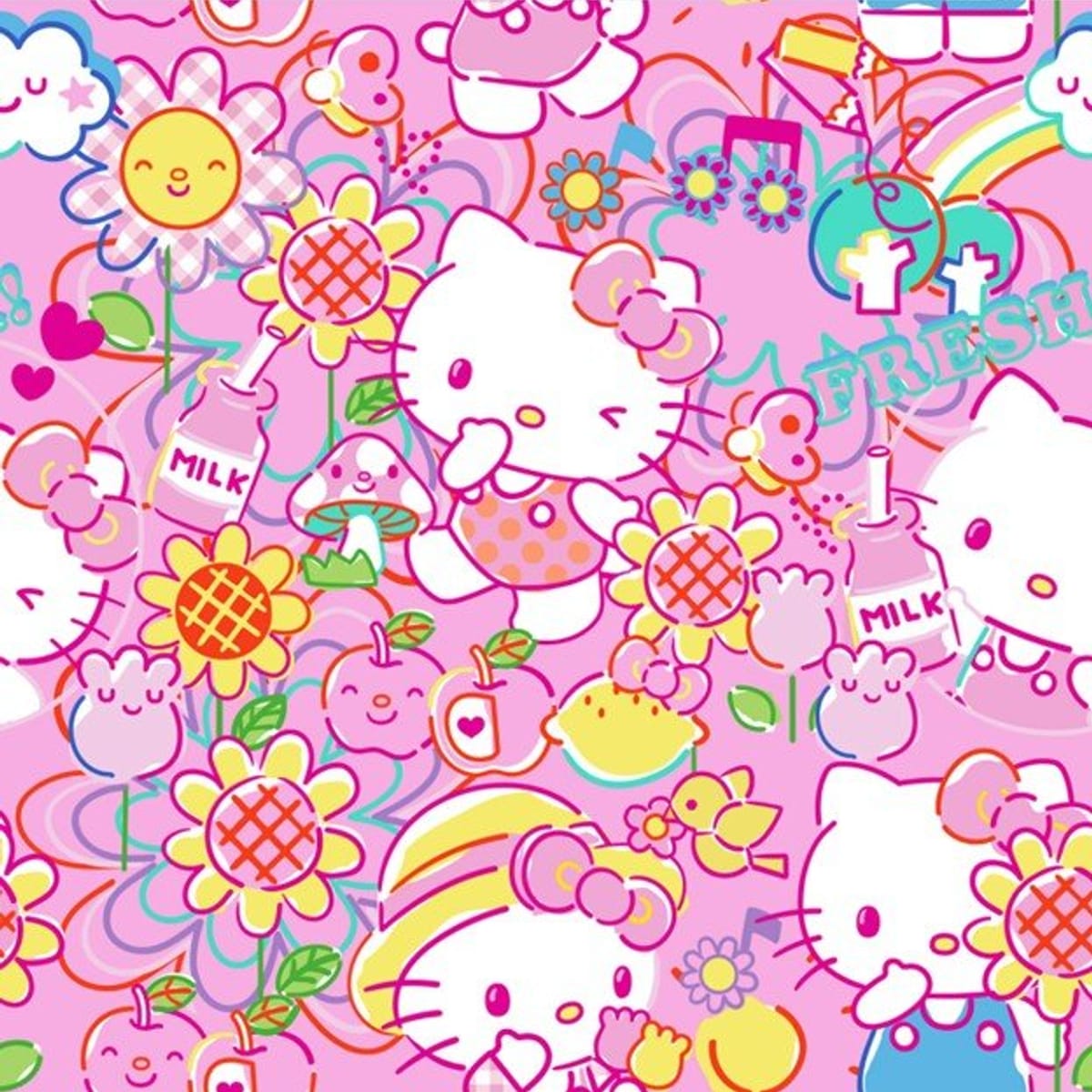 Springs Creative Cottons Hello Kitty Garden Doodle – 8 Yard Bolt – 100% Cotton