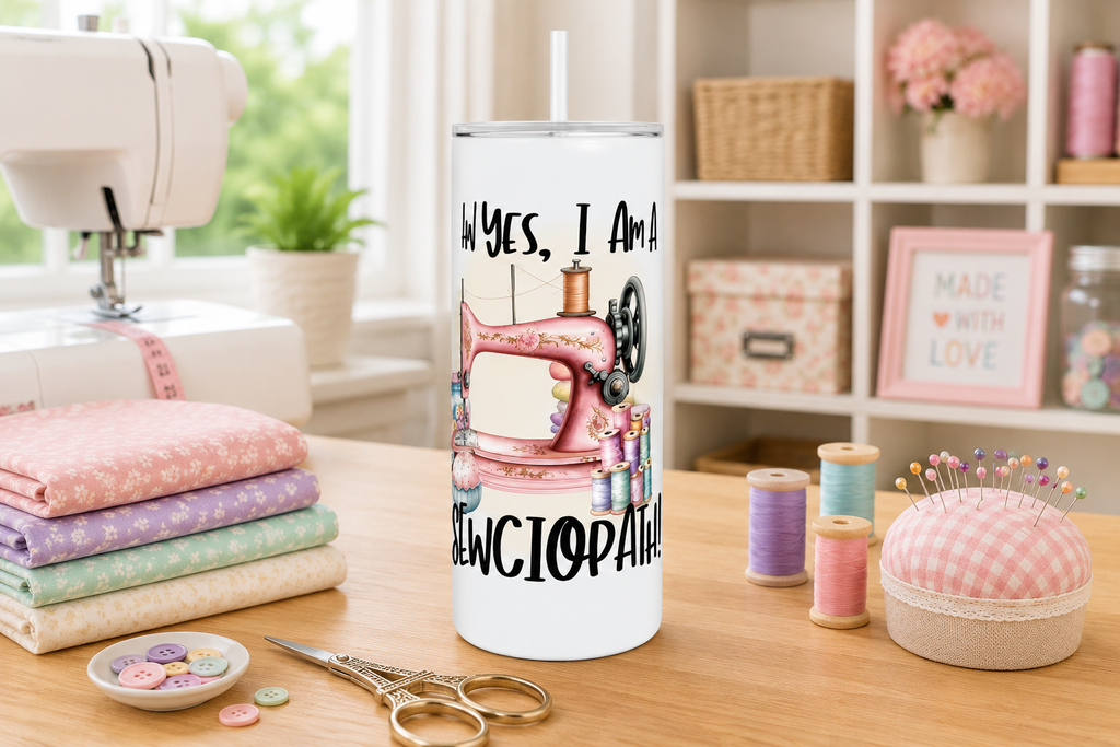 3 Why Yes, I'm A Sewciopath 20oz Stainless Steel Tumblers - 3 Tumblers Per Order
