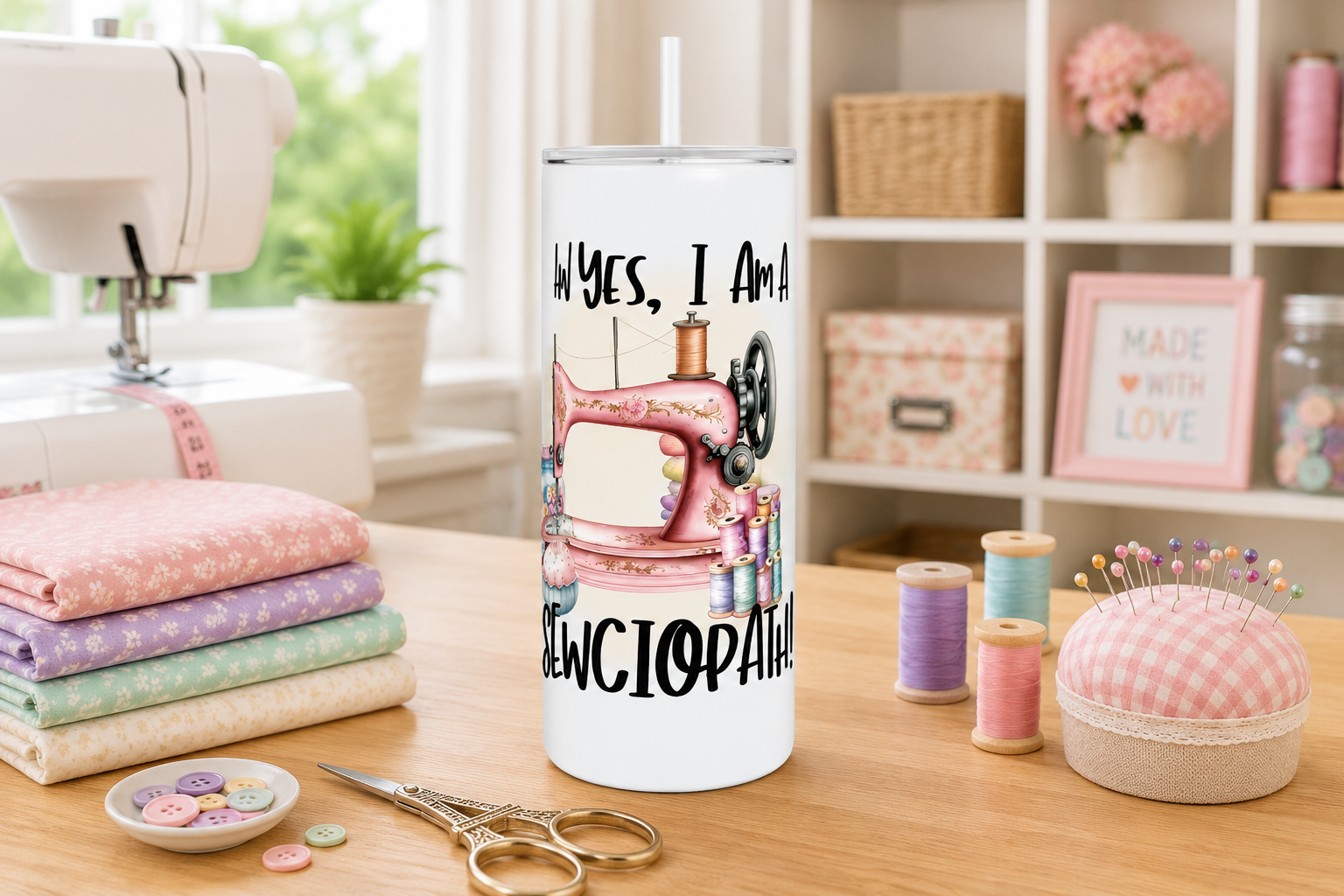 3 Why Yes, I'm A Sewciopath 20oz Stainless Steel Tumblers - 3 Tumblers Per Order