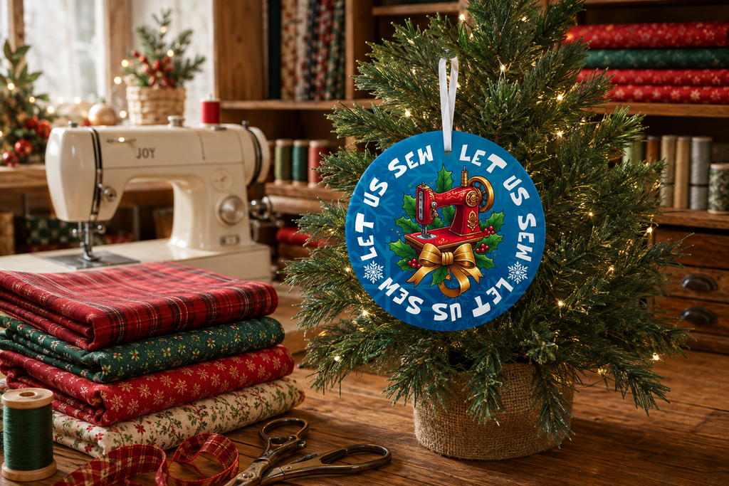3 Let Us Sew Metal Ornaments - 3 Ornaments Per Order