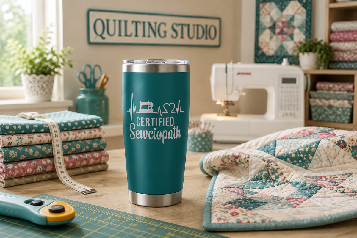 3 Certified Sewciopath 20oz Stainless Steel Tumblers - 3 Tumblers Per Order