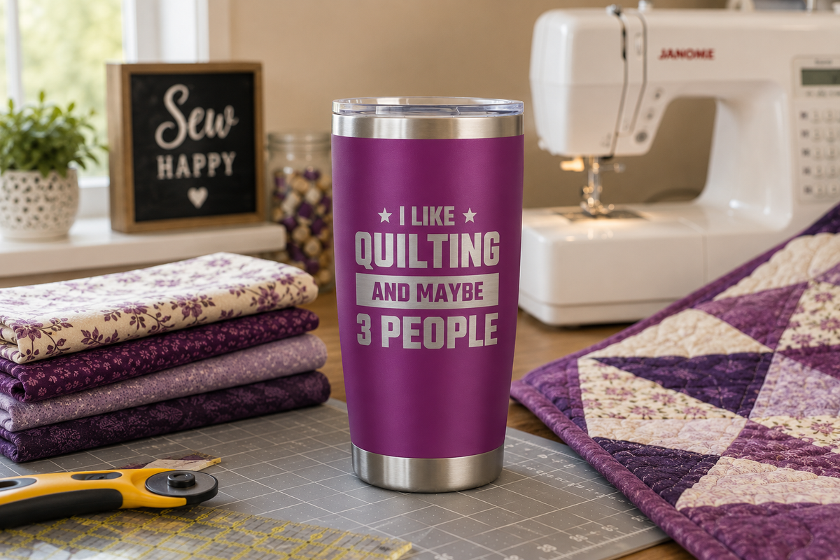 3 I Like Quilting And Maybe 3 People 20oz Stainless Steel Tumblers - 3 Tumblers Per Order