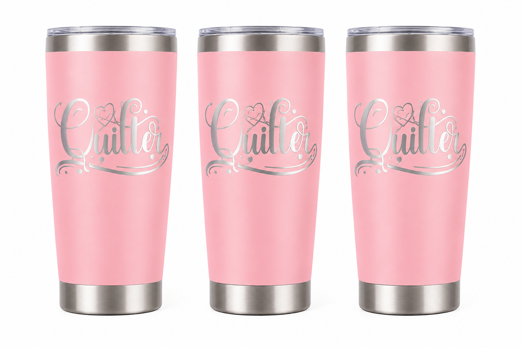 3 Quilter 20oz Stainless Steel Tumblers - 3 Tumblers Per Order