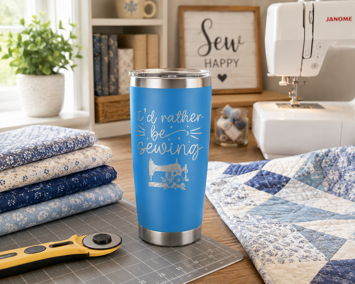 3 I'd Rather Be Sewing 20oz Stainless Steel Tumblers - 3 Tumblers Per Order