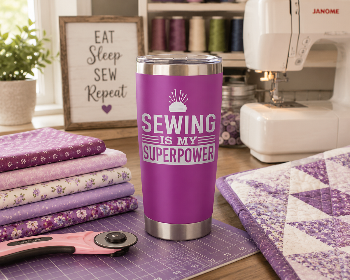 3 Sewing Is My Superpower 20oz Stainless Steel Tumblers - 3 Tumblers Per Order