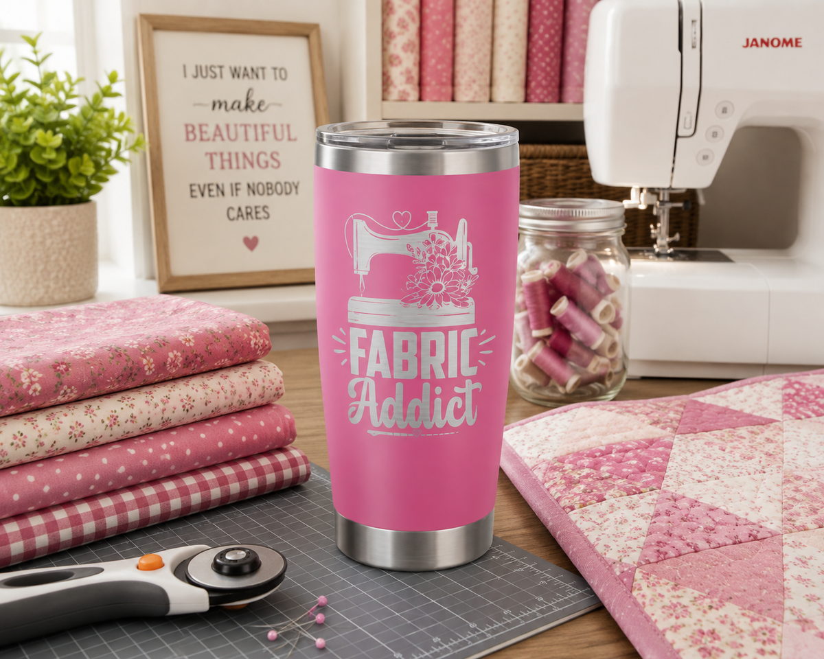 3 Fabric Addict 20oz Stainless Steel Tumblers - 3 Tumblers Per Order