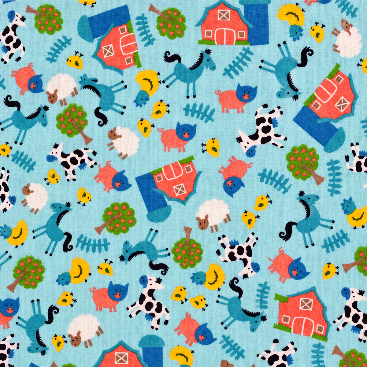 Farm Animals on Blue