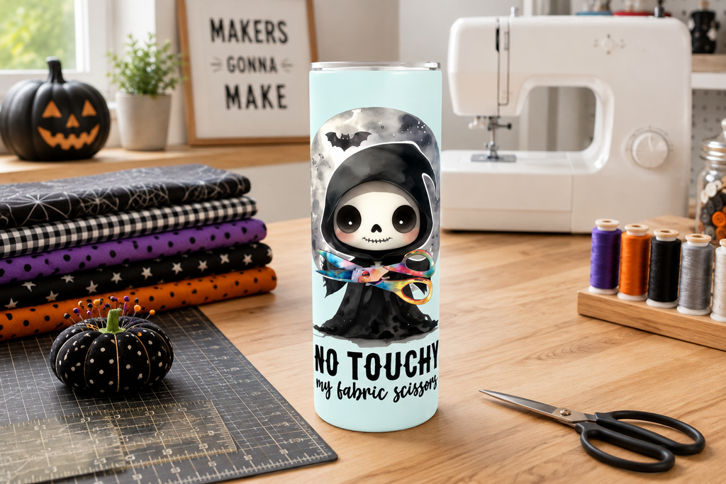 3 No Touchy My Fabric Scissors 20oz Stainless Steel Tumblers - 3 Tumblers Per Order