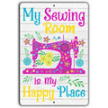 Sewing Room Happy Place 12in x 18in Aluminum Sign