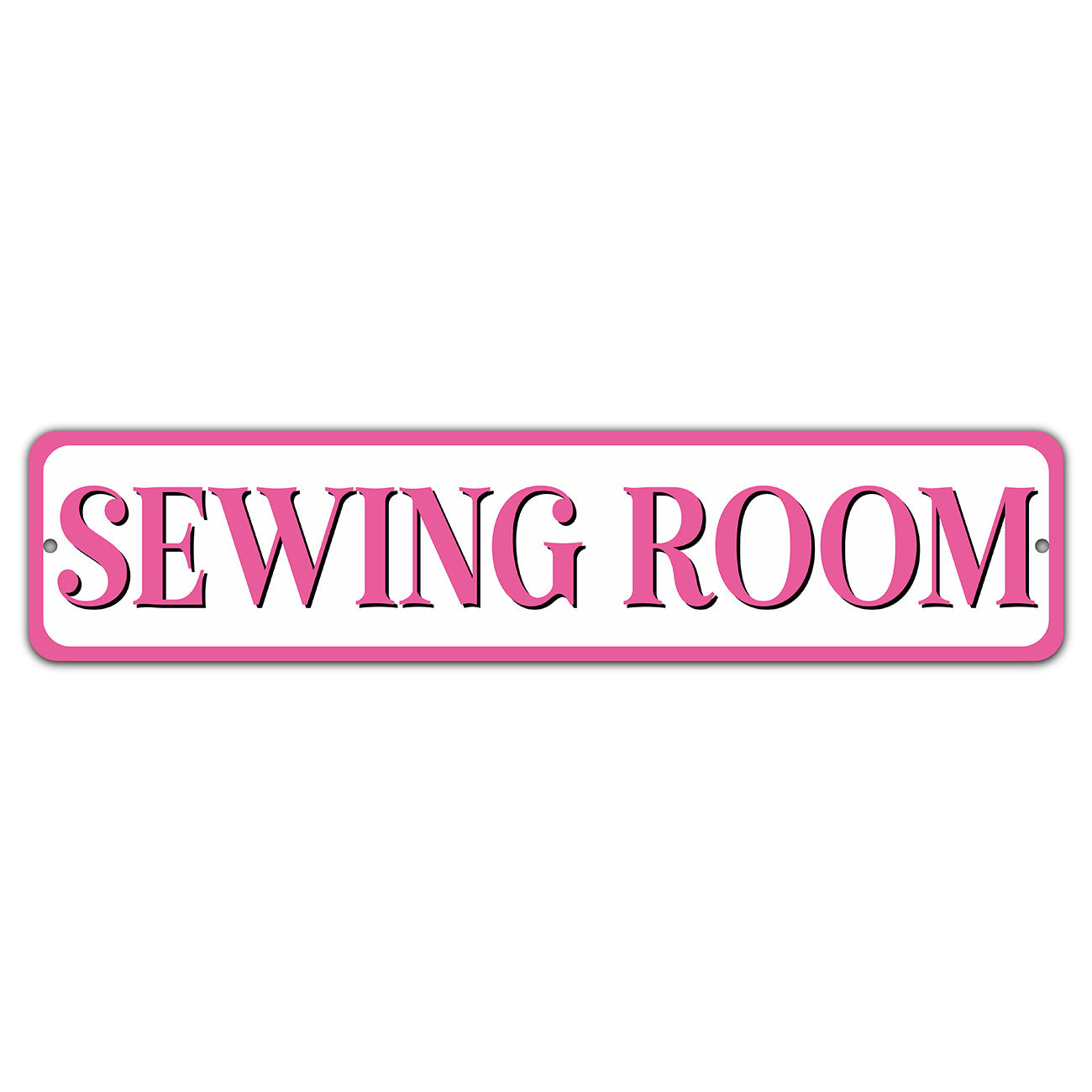 Sewing Room Pink 4in x 18in Aluminum Sign