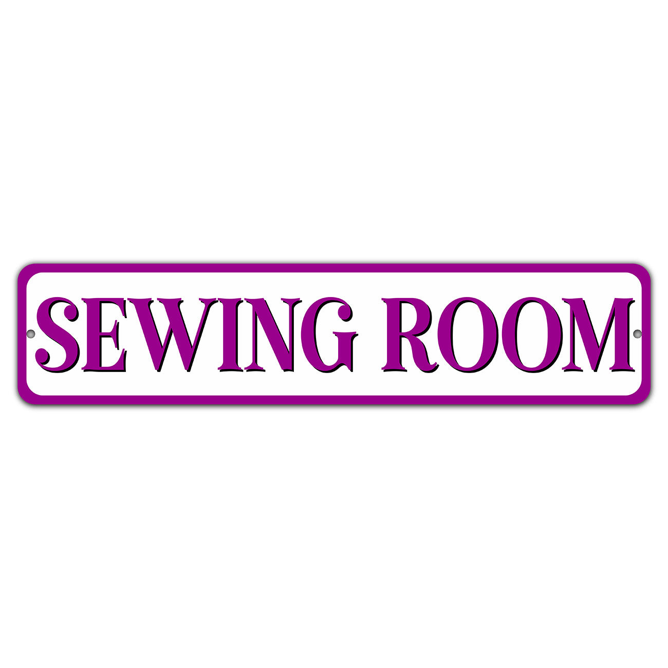 Sewing Room Purple 4in x 18in Aluminum Sign
