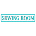 Sewing Room Turquoise 4in x 18in Aluminum Sign