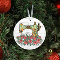 Sewing Machine With Roses Metal Ornament