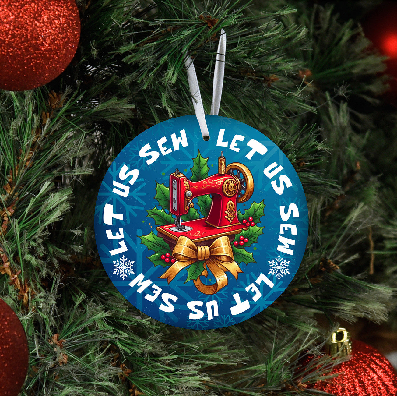 Let Us Sew Metal Ornament