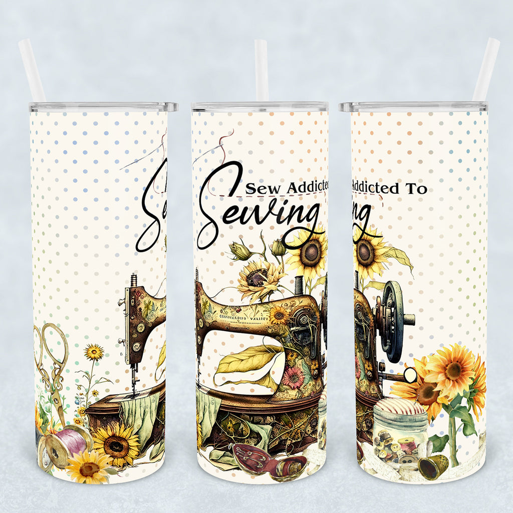 Sew Addicted To Sewing 20oz Stainless Steel Tumbler