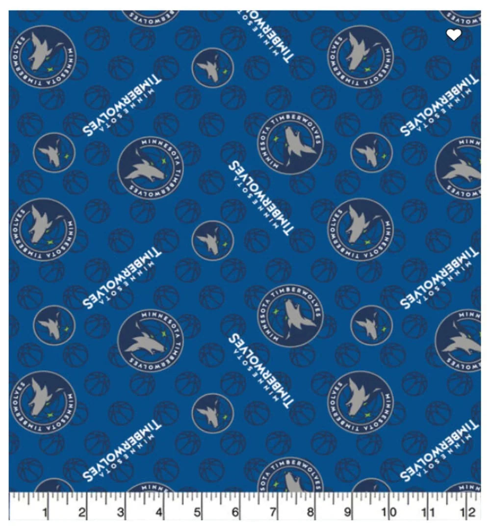10 Yard Bolt Minnesota Timberwolves NBA Basketball Blue Logo Allover - 100% Cotton 43/45" Wide - Wholesale