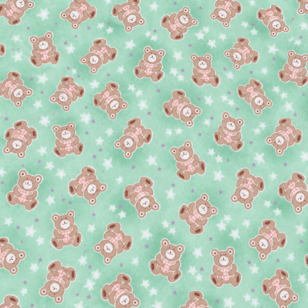 Teddy Bears and Stars on Mint Green