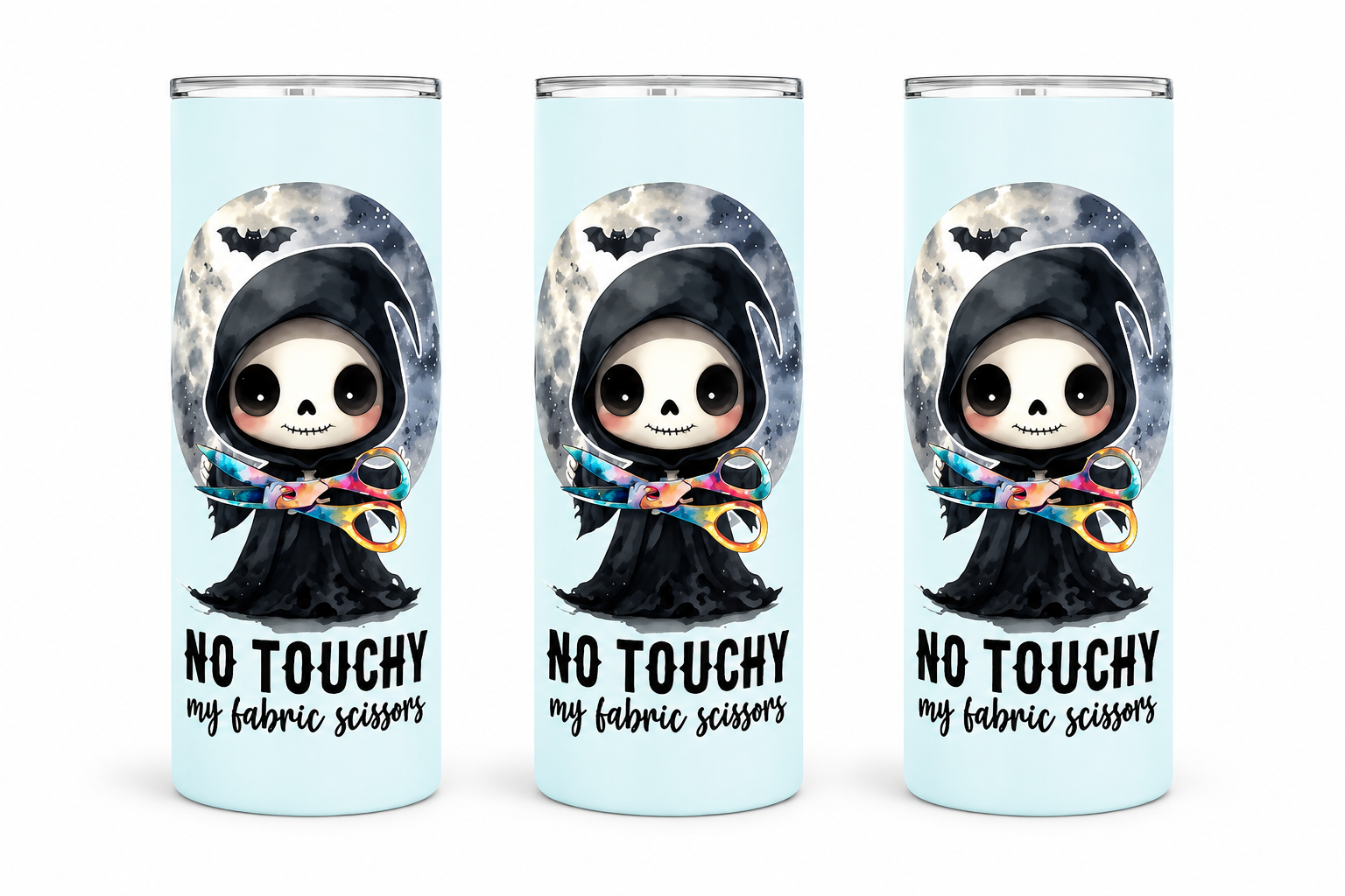 3 No Touchy My Fabric Scissors 20oz Stainless Steel Tumblers - 3 Tumblers Per Order