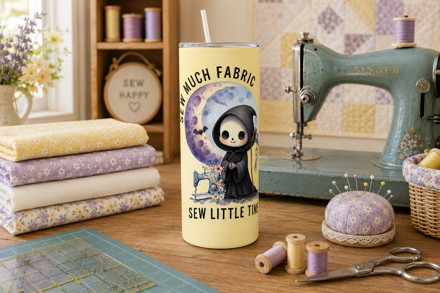 3 Sew Much Fabric Sew Little Time 20oz Stainless Steel Tumblers - 3 Tumblers Per Order