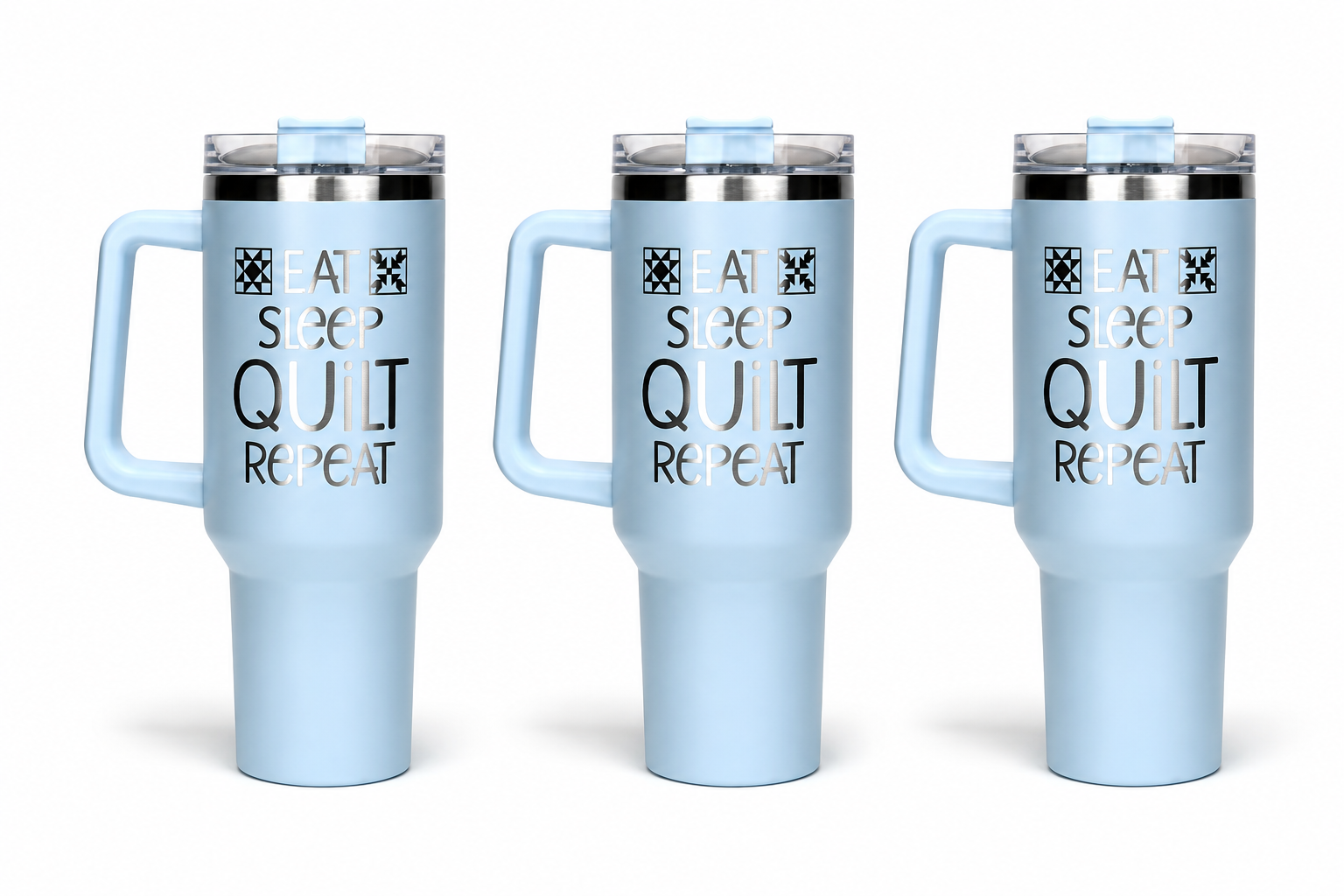 3 Eat Sleep Quilt Repeat 40oz Stainless Steel Tumblers - 3 Tumblers Per Order