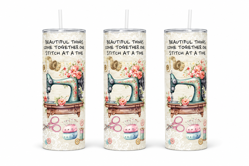 3 One Stitch At a Time 20oz Stainless Steel Tumblers - 3 Tumblers Per Order