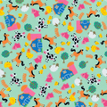 Farm Animals on Pale Green