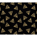 10 Yard Bolt Licensed Harry Potter Metallic Gold Deathly Hallows: Iconic Symbols in Black - 100% Cotton 43/45" Wide - Wholesale