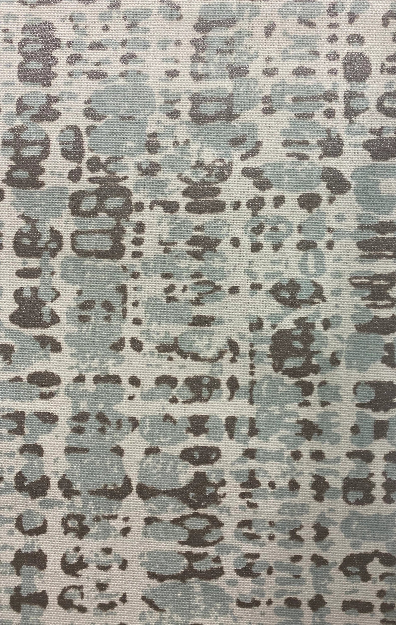 16 Yard Roll - Drapery Fabric Medium Weight - Powder Blue and Silver Metallic Water Drops - Cotton 54" Wide