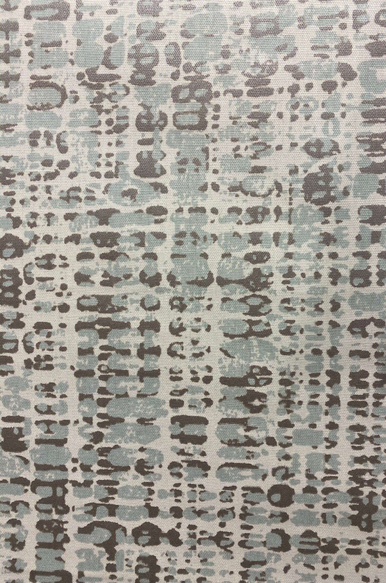 16 Yard Roll - Drapery Fabric Medium Weight - Powder Blue and Silver Metallic Water Drops - Cotton 54" Wide