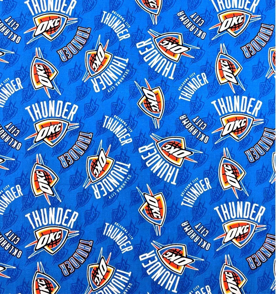 10 Yard Bolt Oklahoma City Thunder NBA Basketball Blue Logo Allover - 100% Cotton 43/45" Wide - Wholesale